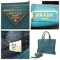 PRADA Tote Bag BN2606 leather Green GoldMetal Tote Bag Shoulder Bag Handbag Safiano Women Used Authentic