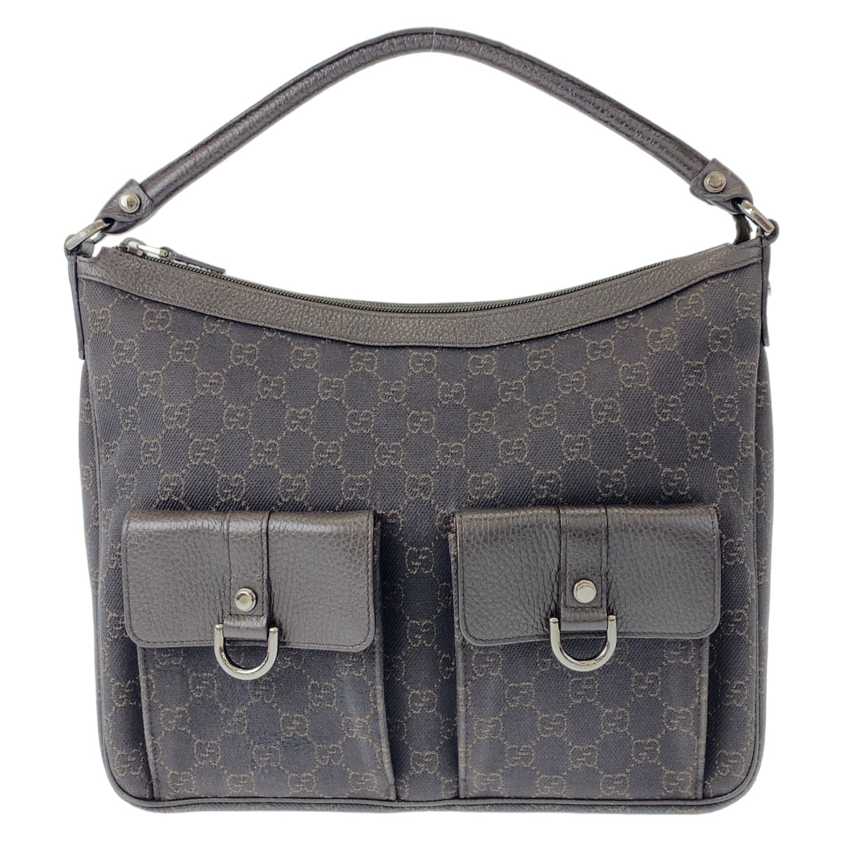 GUCCI Shoulder Bag 293581 GG canvas, leather Brown Silver Metal Hobo Shoulder Bag Handbag Abbey GG pattern Women Used Authentic