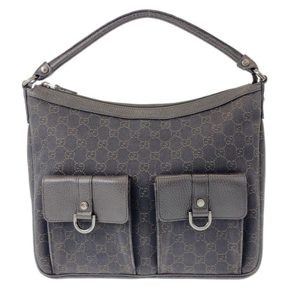 GUCCI Shoulder Bag 293581 GG canvas, leather Brown Silver Metal Hobo Shoulder Bag Handbag Abbey GG pattern Women Used Authentic