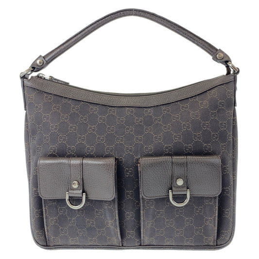 GUCCI Shoulder Bag 293581 GG canvas, leather Brown Silver Metal Hobo Shoulder Bag Handbag Abbey GG pattern Women Used Authentic