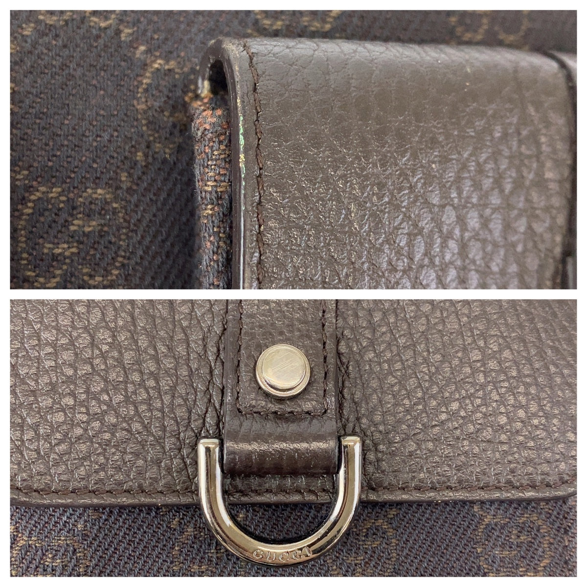 GUCCI Shoulder Bag 293581 GG canvas, leather Brown Silver Metal Hobo Shoulder Bag Handbag Abbey GG pattern Women Used Authentic