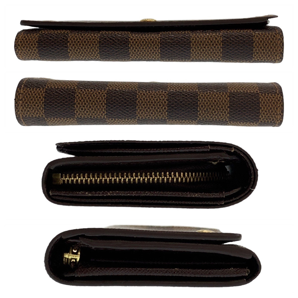 LOUIS VUITTON Bifold Wallet N61730 PVC Brown Gold Metal Folding wallet Compact wallet Damier Portefeuille Tresol Women Used Authentic