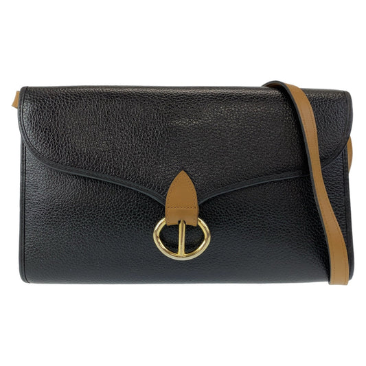 Dior Shoulder Bag leather Black Gold Metal Crossbody Shoulder Bag Pochette Women Used Authentic