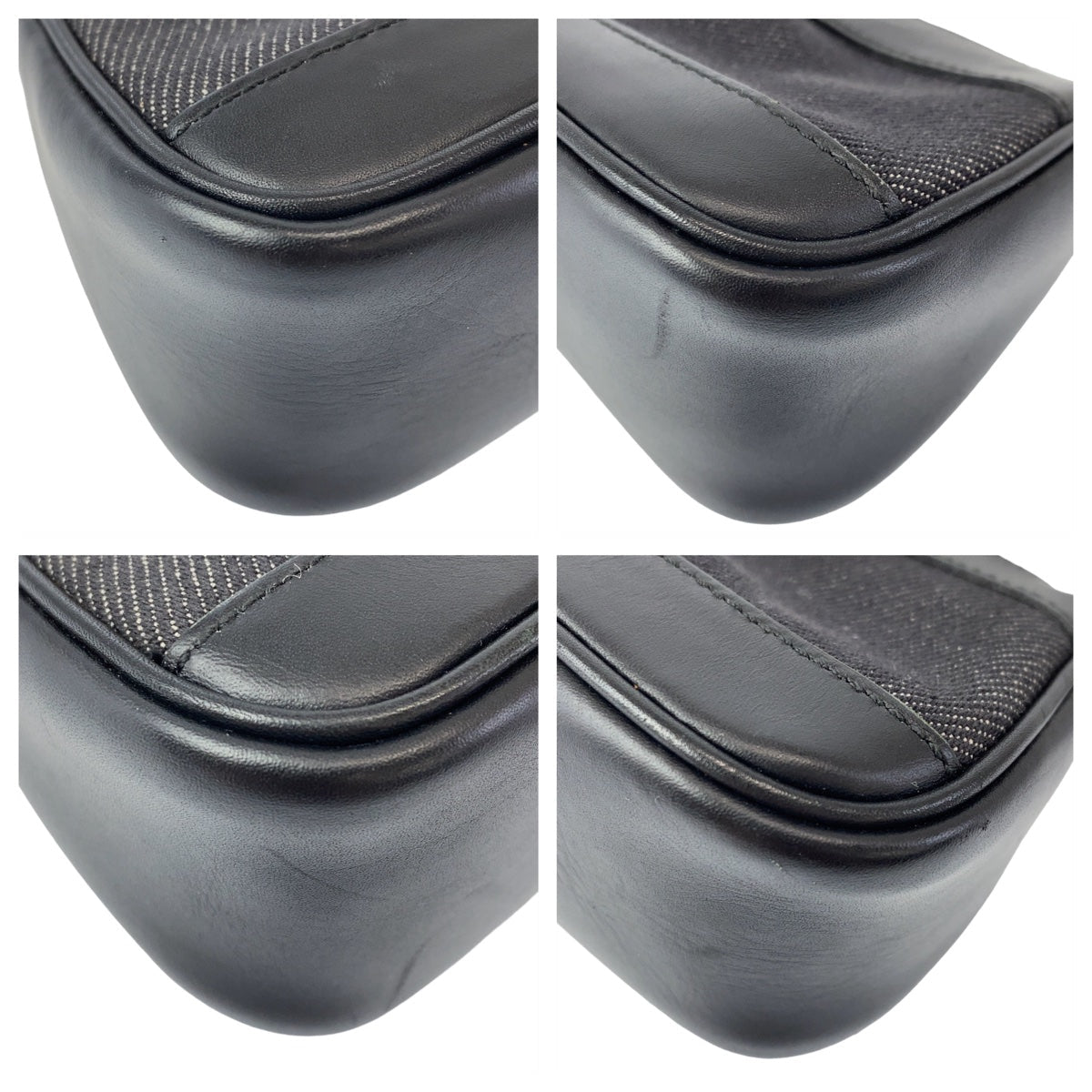 GUCCI Handbag 92320 Canvas, Leather Black Silver Metal Handbag accessory pouch Sherry line Women Used Authentic