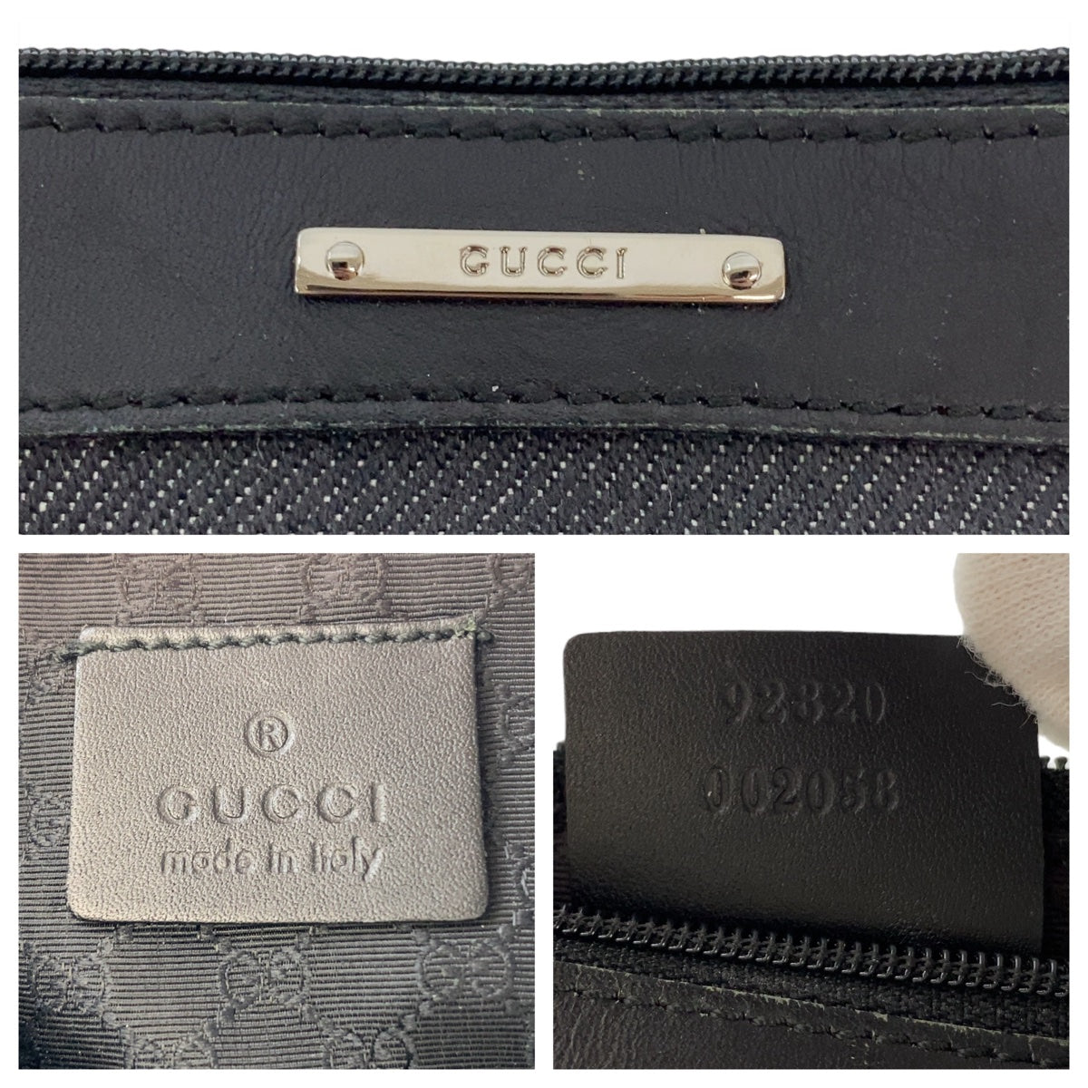 GUCCI Handbag 92320 Canvas, Leather Black Silver Metal Handbag accessory pouch Sherry line Women Used Authentic