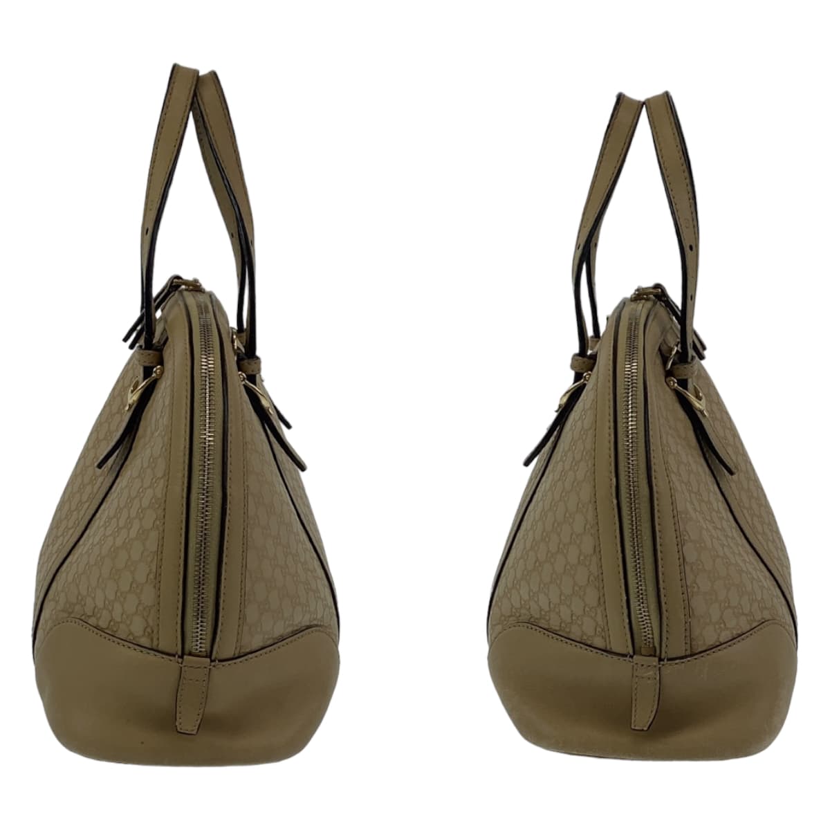 GUCCI Handbag 309617 leather Beige Gold Metal Handbag 2WAY Shoulder Bag Micro Guccisima Women Used Authentic