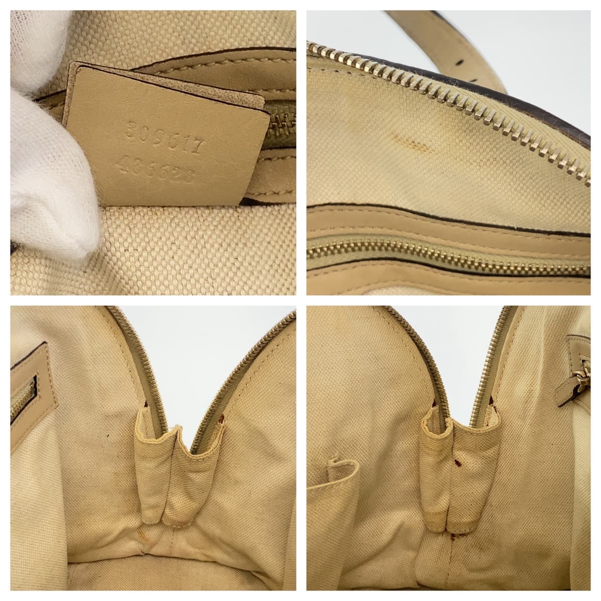 GUCCI Handbag 309617 leather Beige Gold Metal Handbag 2WAY Shoulder Bag Micro Guccisima Women Used Authentic