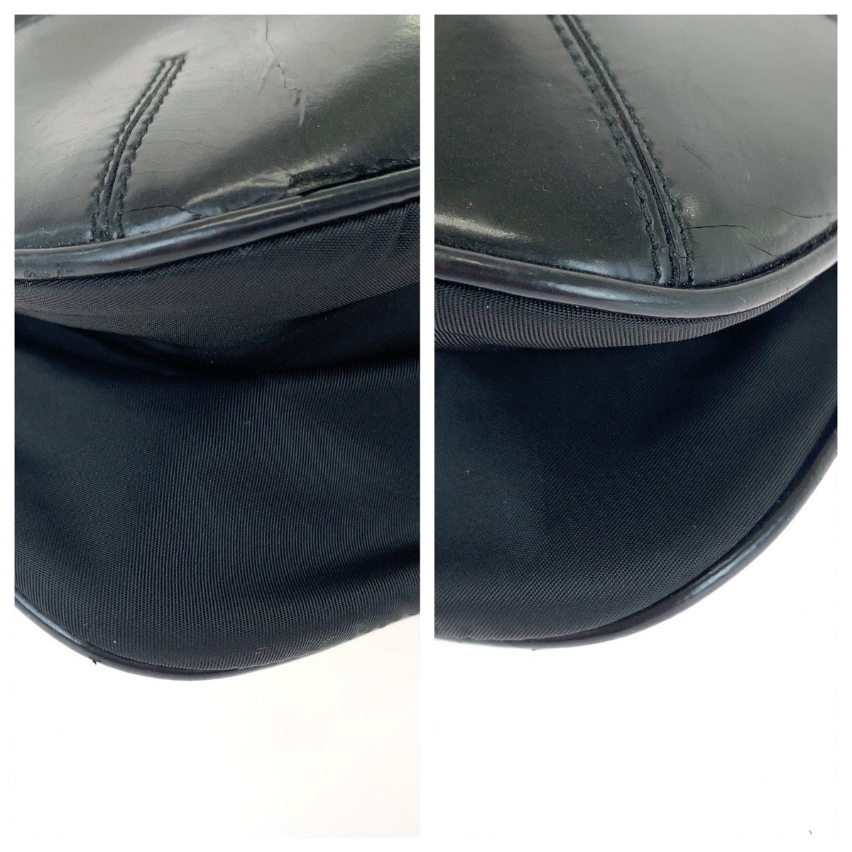 PRADA Shoulder Bag Nylon Black SilverMetal Shoulder Bag Crossbody Messenger Bag Test Triangle With logo mens Used Authentic