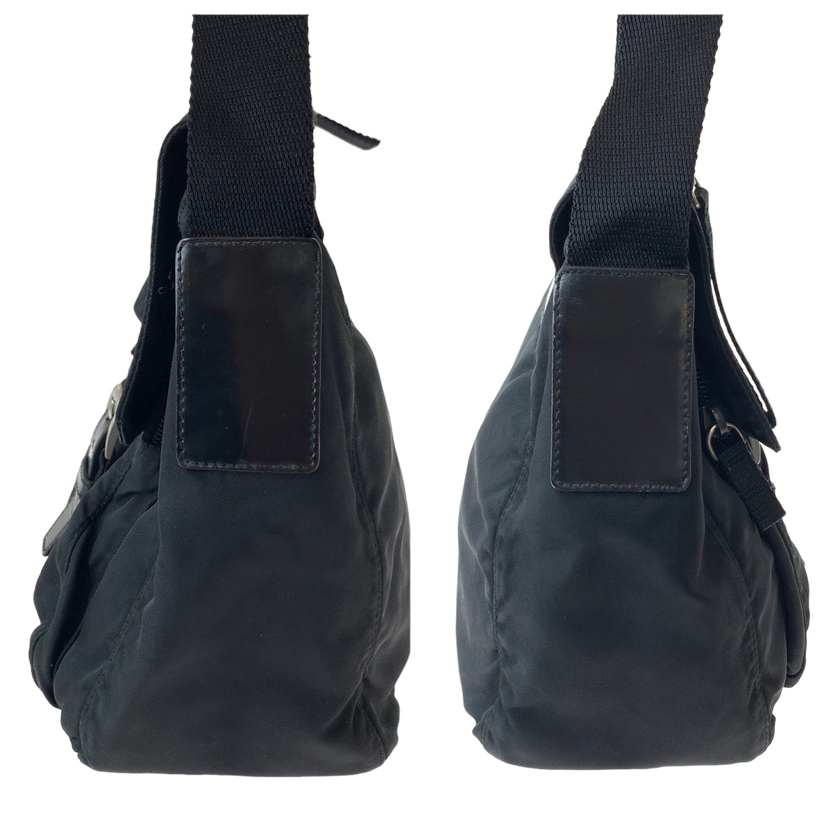 PRADA Shoulder Bag 1BD994 Nylon Black SilverMetal Shoulder Bag Crossbody Test Triangle With logo Women Used Authentic