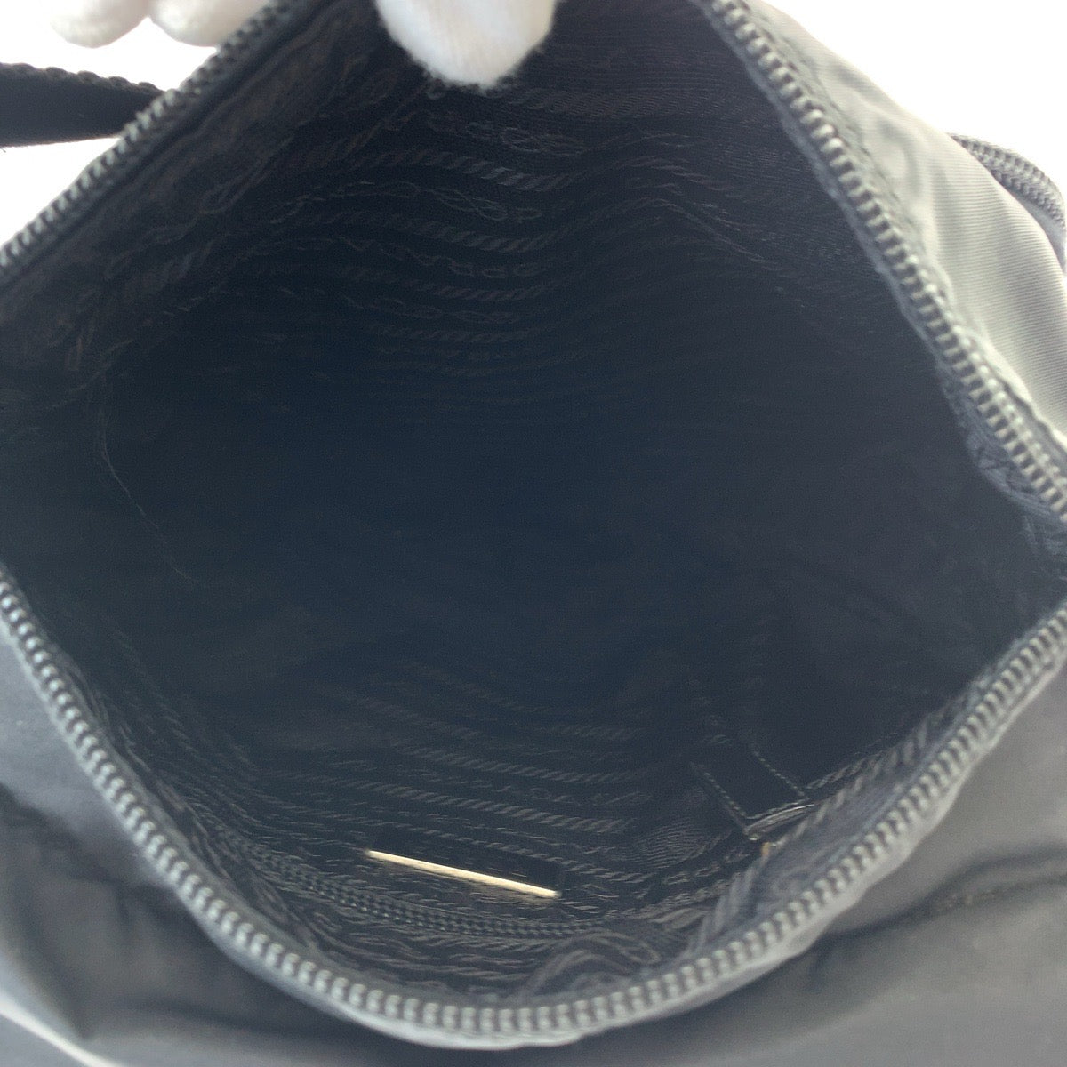 PRADA Shoulder Bag 1BD994 Nylon Black SilverMetal Shoulder Bag Crossbody Test Triangle With logo Women Used Authentic