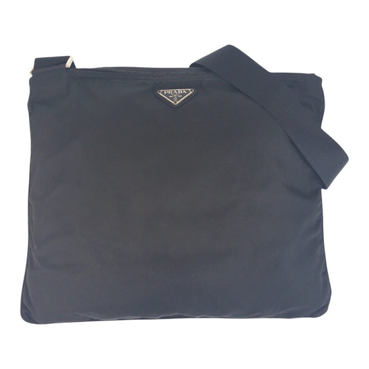 PRADA Shoulder Bag 42 Nylon Black SilverMetal Crossbody Shoulder Bag Unisex Test Triangle With logo Women(Unisex) Used Authentic