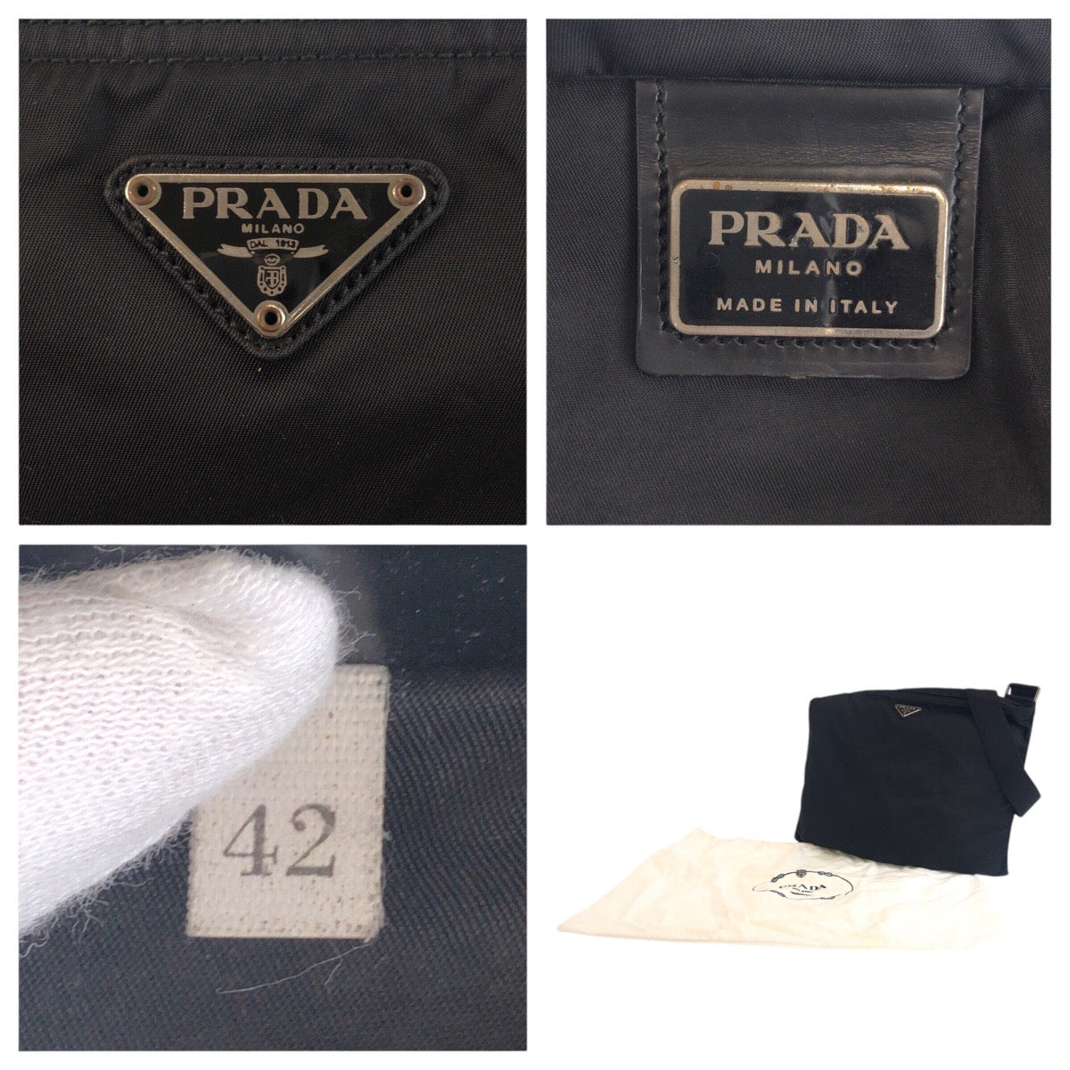 PRADA Shoulder Bag 42 Nylon Black SilverMetal Crossbody Shoulder Bag Unisex Test Triangle With logo Women(Unisex) Used Authentic