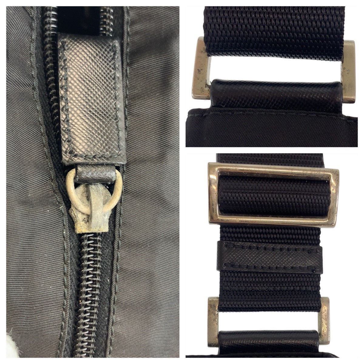PRADA Shoulder Bag Nylon Black SilverMetal Crossbody Shoulder Bag Messenger Bag Test Triangle With logo Women Used Authentic