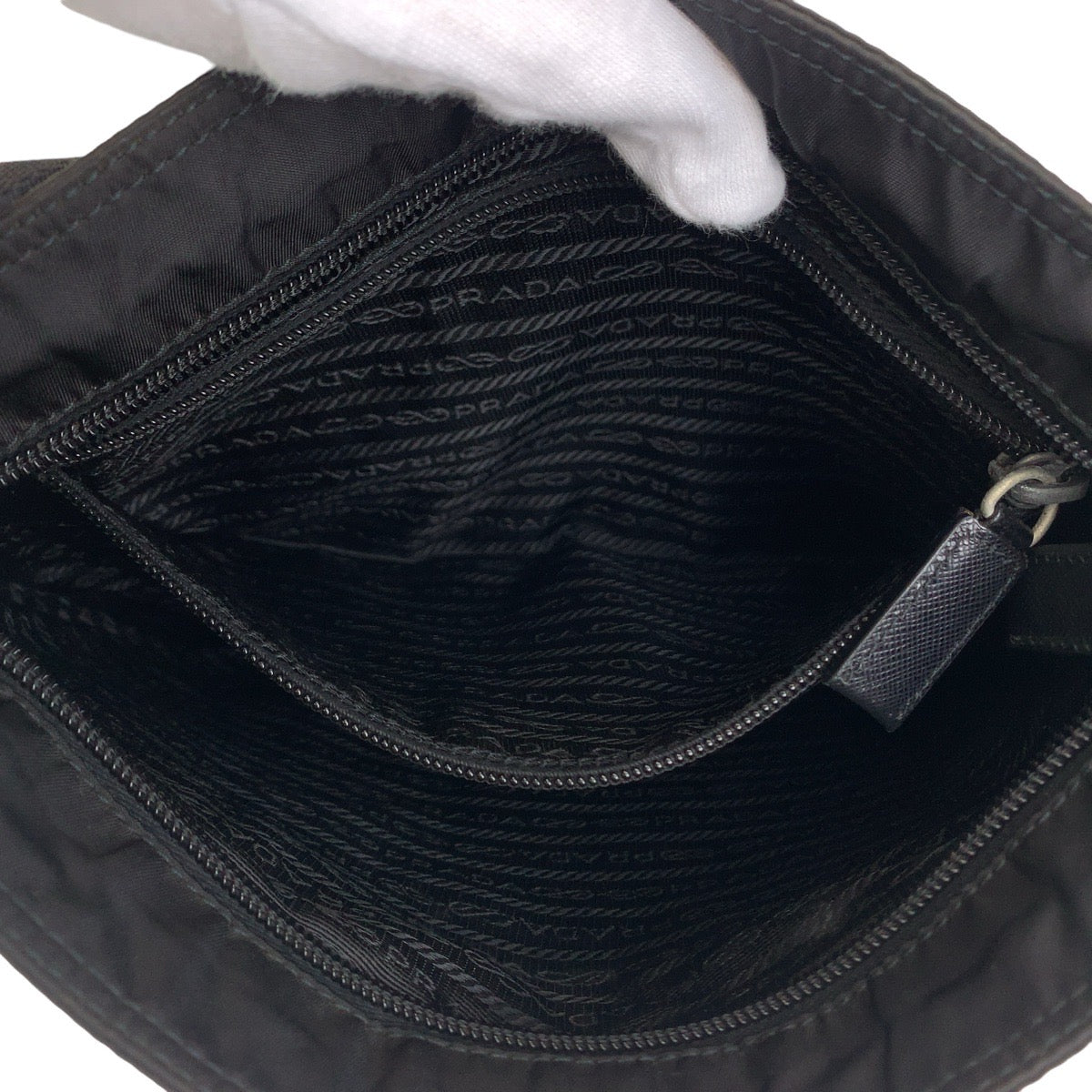 PRADA Shoulder Bag Nylon Black SilverMetal Crossbody Shoulder Bag Messenger Bag Test Triangle With logo Women Used Authentic
