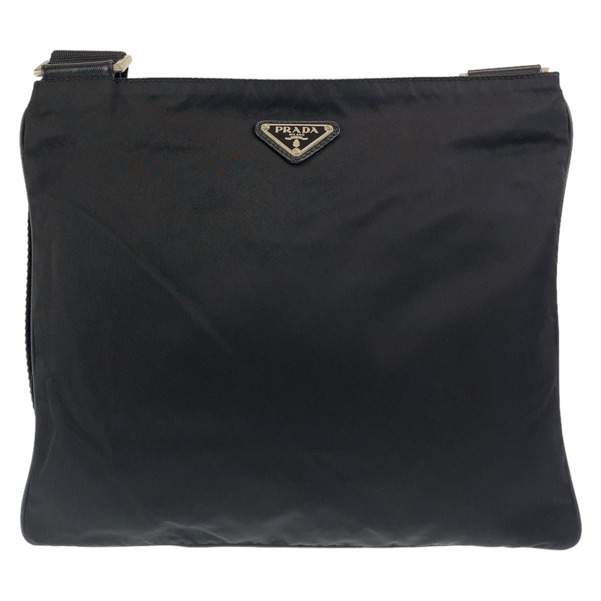 PRADA Shoulder Bag Nylon Black SilverMetal Crossbody Shoulder Bag Messenger Bag Test Triangle With logo Women Used Authentic