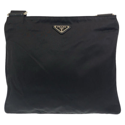 PRADA Shoulder Bag Nylon Black SilverMetal Crossbody Shoulder Bag Messenger Bag Test Triangle With logo Women Used Authentic