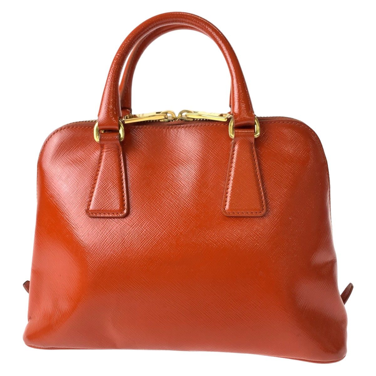 PRADA Shoulder Bag BL0838 leather Orange GoldMetal Promenade Patent Saffiano Triangle With logo