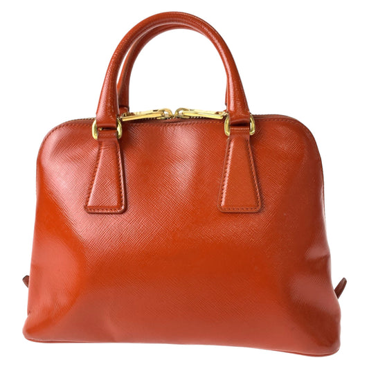 PRADA Shoulder Bag BL0838 leather Orange GoldMetal Promenade Patent Saffiano Triangle With logo