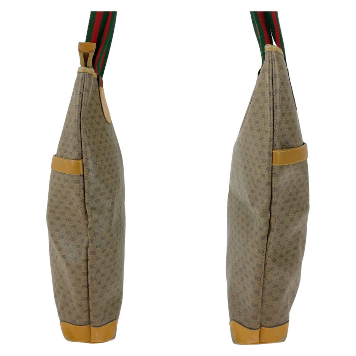 GUCCI Tote Bag 002 983 0163 GG Supreme canvas, leather Brown Beige Gold Metal Tote Bag Shoulder Bag Unisex Old Gucci Shelly Line Micro GG mens Used Authentic