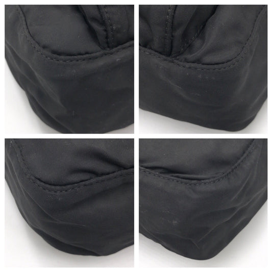 PRADA Shoulder Bag Nylon Black black Shoulder back pochette Test Triangular logo mens Used Authentic