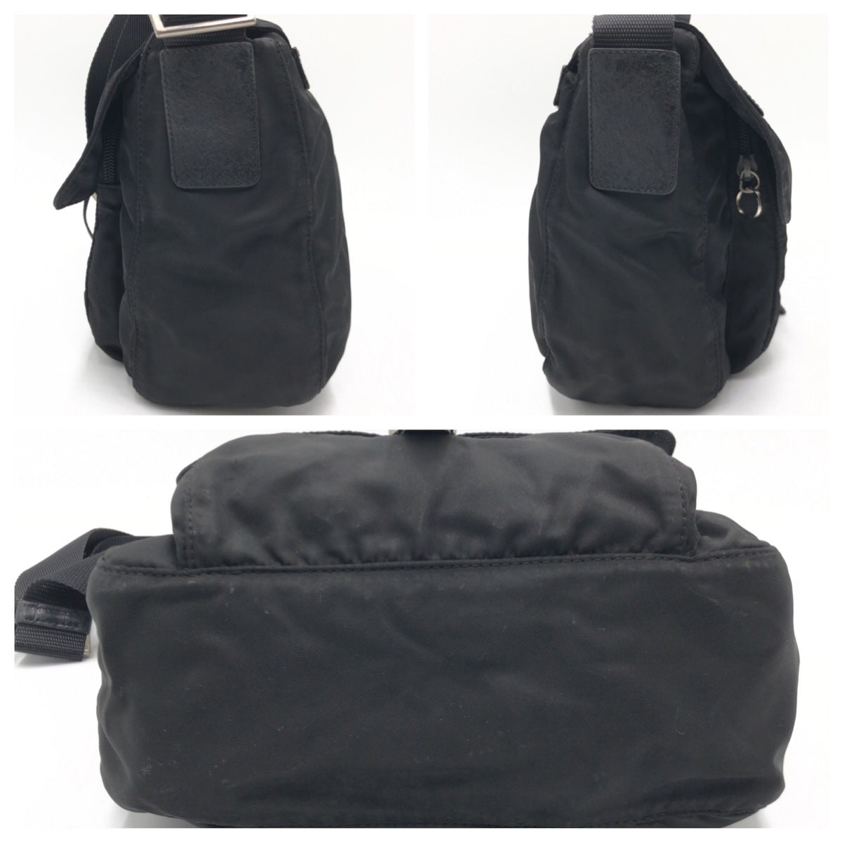 PRADA Shoulder Bag Nylon Black black Shoulder back pochette Test Triangular logo mens Used Authentic