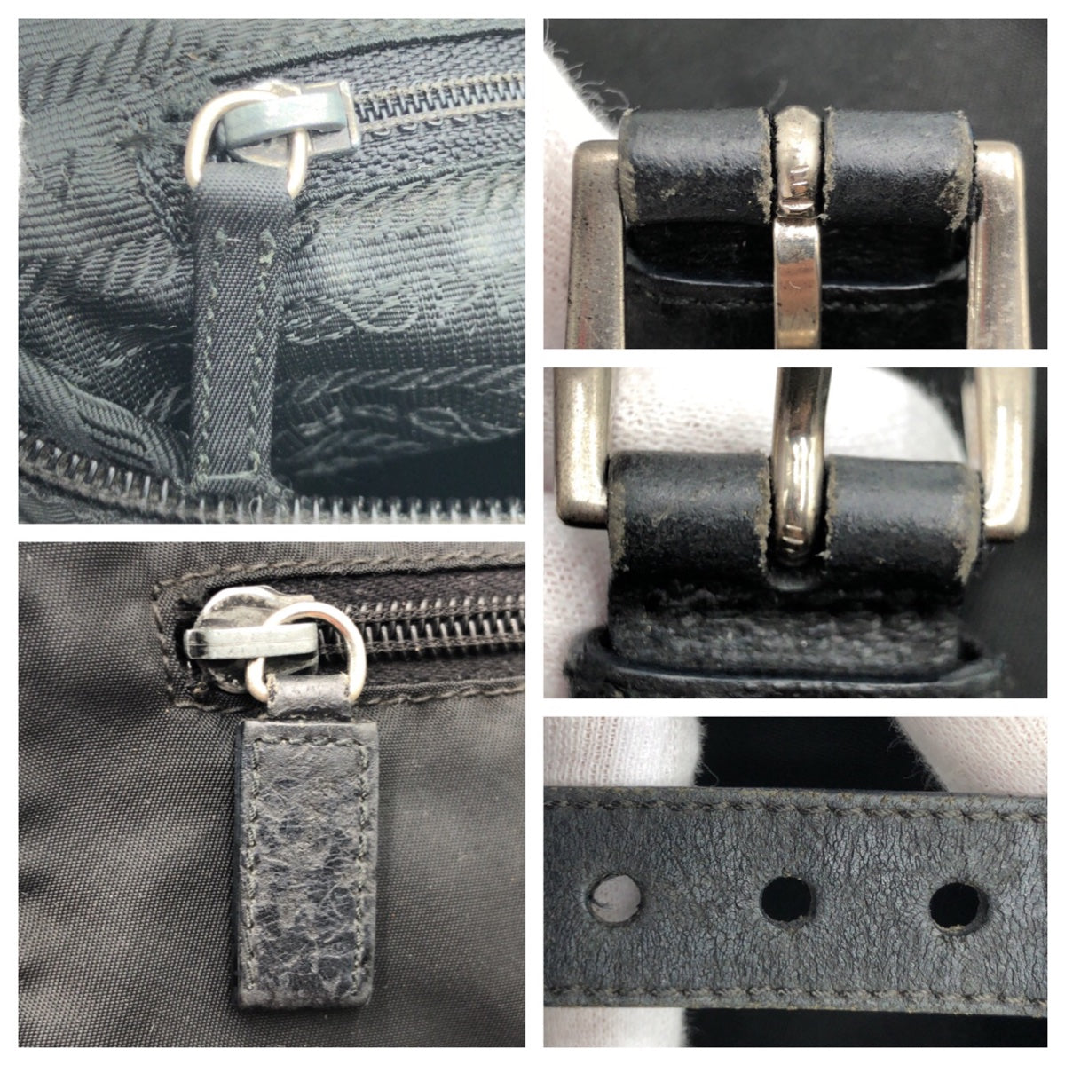 PRADA Shoulder Bag Nylon Black black Shoulder back pochette Test Triangular logo mens Used Authentic