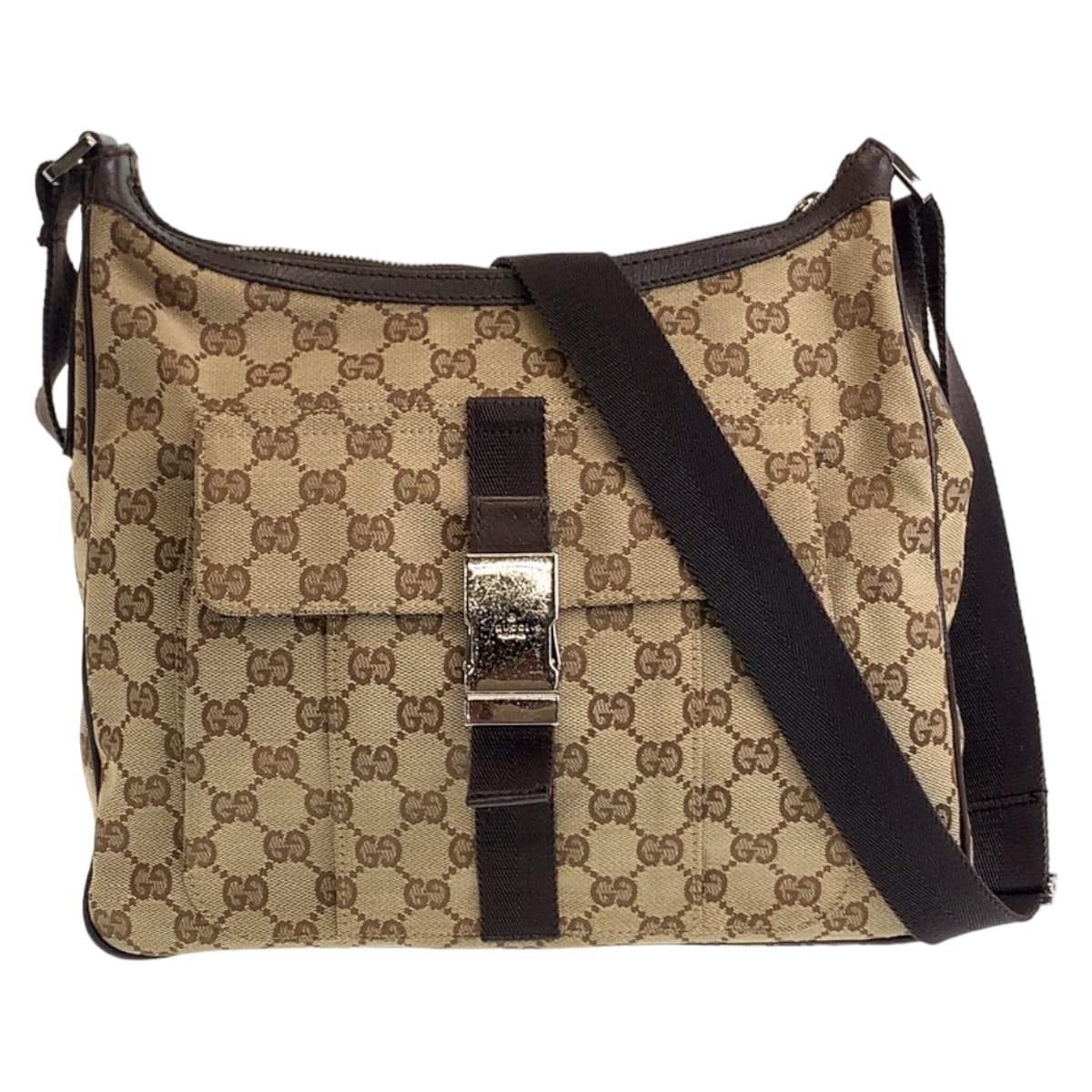 GUCCI Shoulder Bag 131211 GG canvas Beige SilverMetal Crossbody Shoulder Bag Messenger Bag Unisex mens Used Authentic