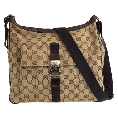 GUCCI Shoulder Bag 131211 GG canvas Beige SilverMetal Crossbody Shoulder Bag Messenger Bag Unisex mens Used Authentic
