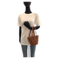FENDI Handbag Patent leather Camel brown Handbag bucket bag Carving Women Used Authentic