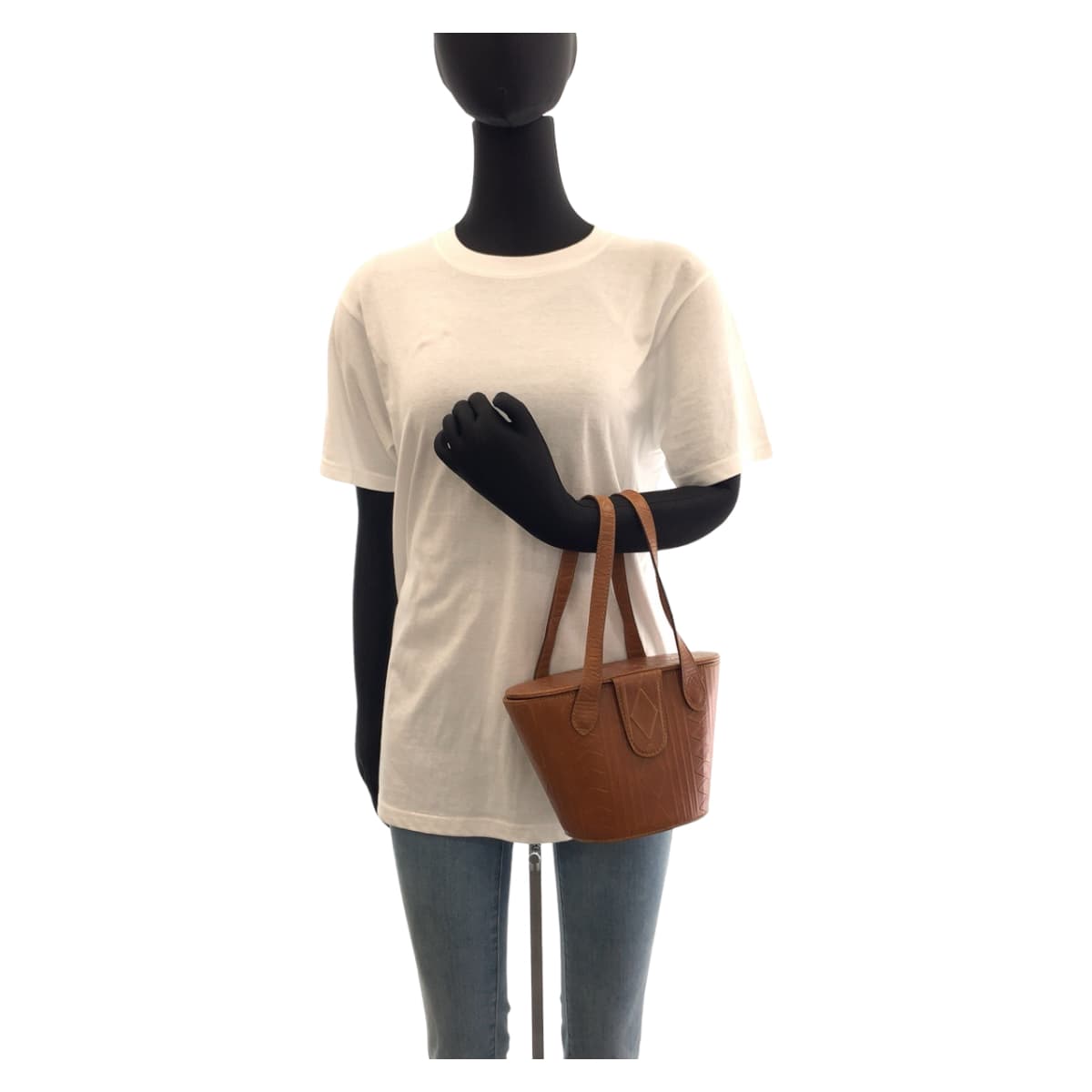 FENDI Handbag Patent leather Camel brown Handbag bucket bag Carving Women Used Authentic