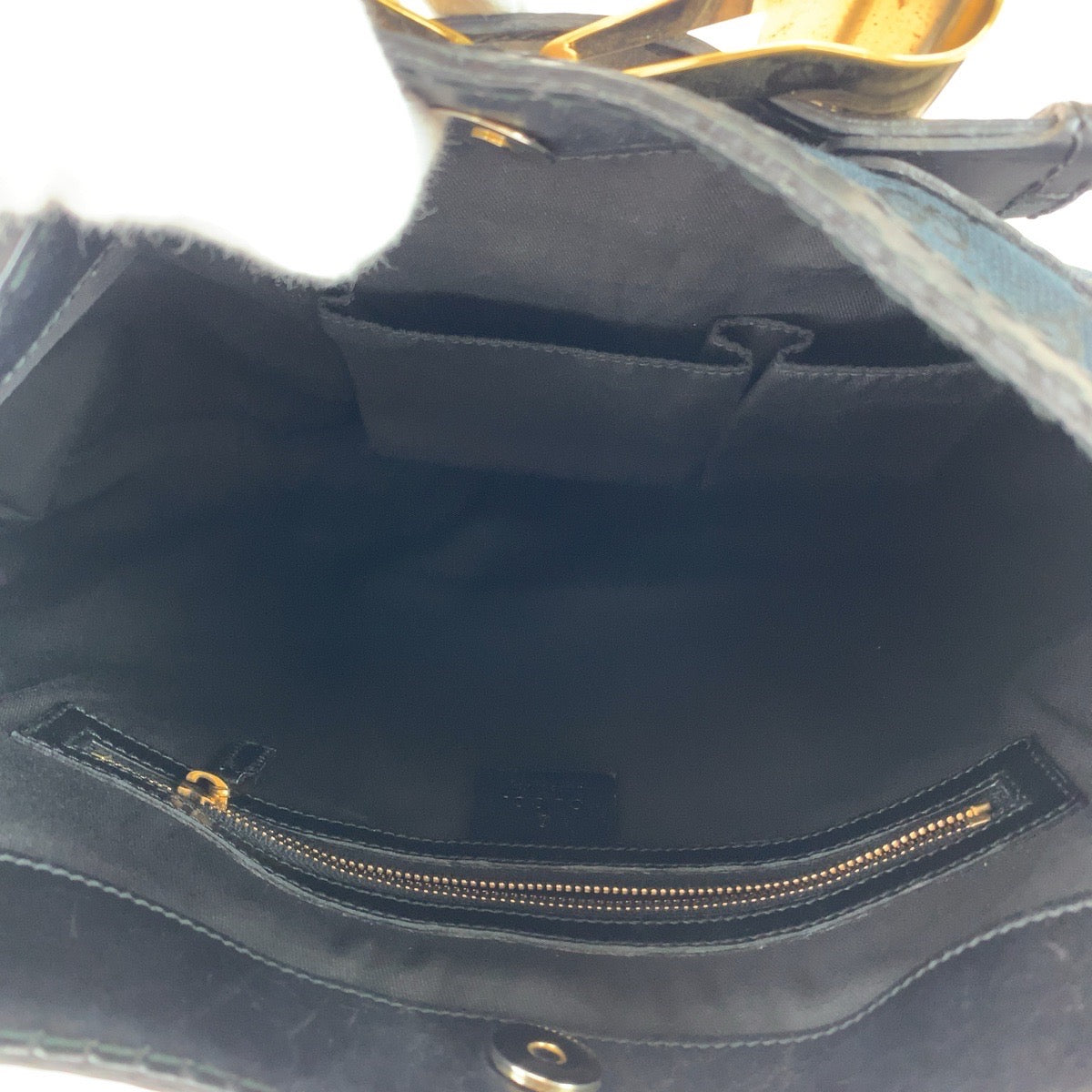 GUCCI Shoulder Bag 189885 GG canvas, leather Black GoldMetal Shoulder Bag handbag Queen Hobo Women Used Authentic