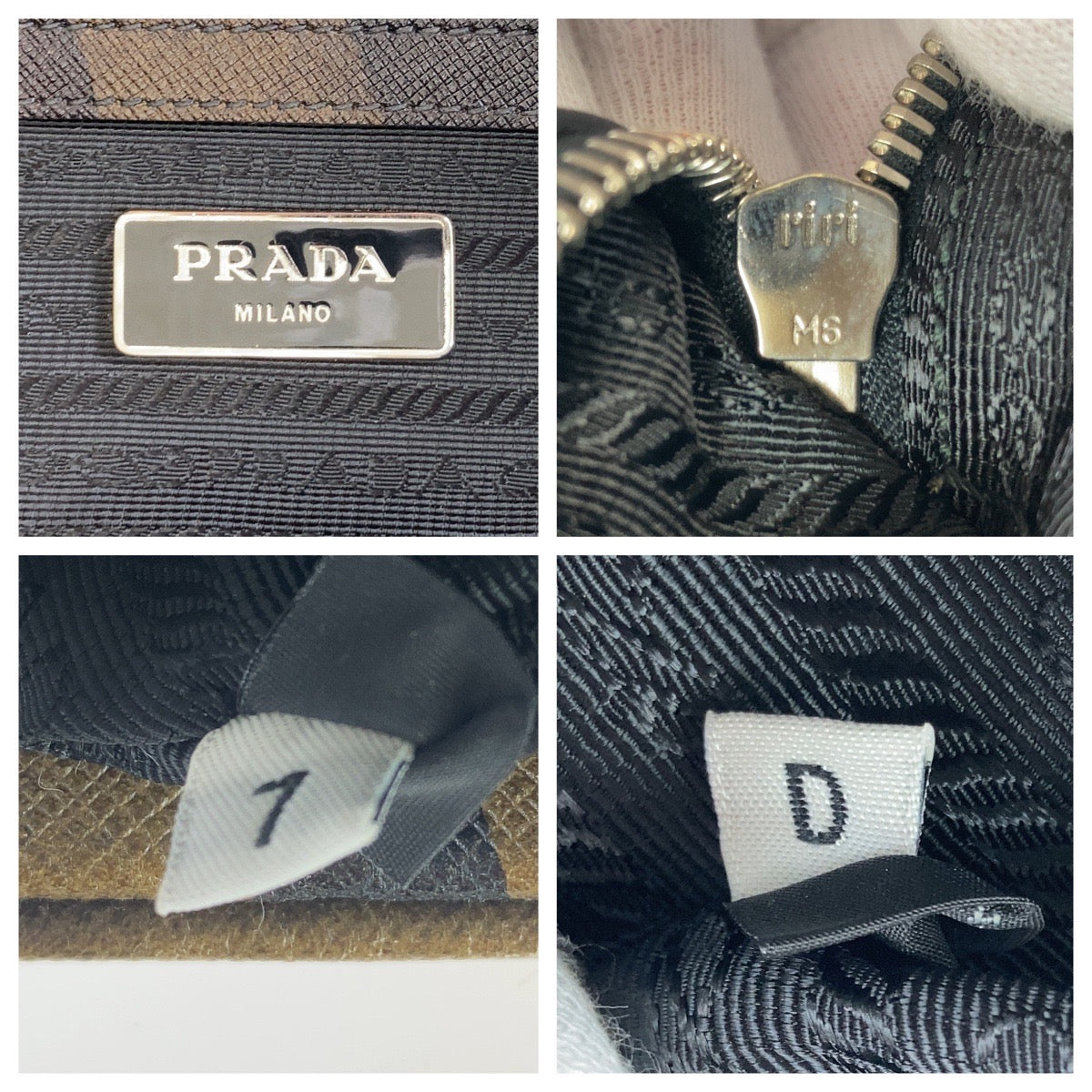 PRADA Business bag leather Green SilverMetal Business bag, briefcase, A4 storage Saffiano Camouflage mens Used Authentic