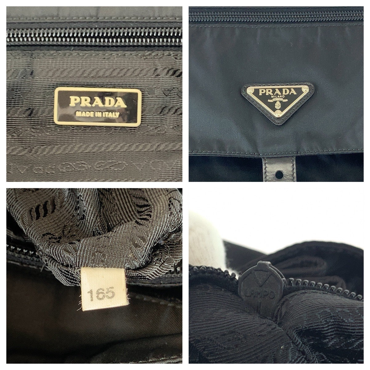 PRADA Shoulder Bag Nylon Black SilverMetal Crossbody Shoulder Bag Pochette Test Triangle With logo Women Used Authentic