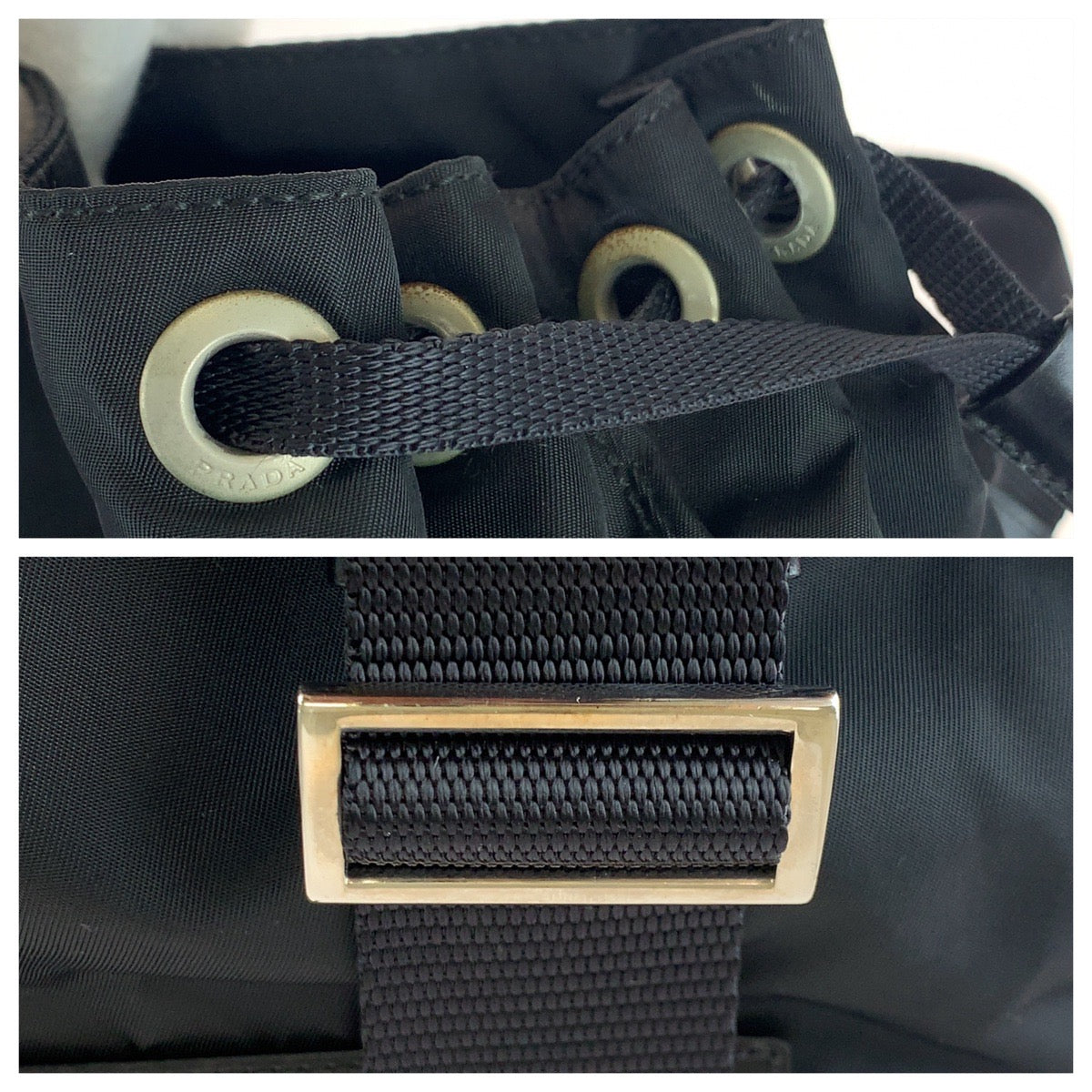 PRADA Shoulder Bag Nylon Black SilverMetal Crossbody Shoulder Bag Pochette Test Triangle With logo Women Used Authentic