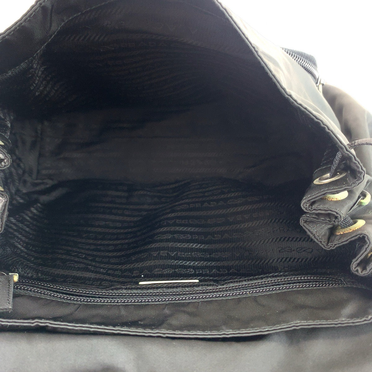 PRADA Shoulder Bag Nylon Black SilverMetal Crossbody Shoulder Bag Pochette Test Triangle With logo Women Used Authentic