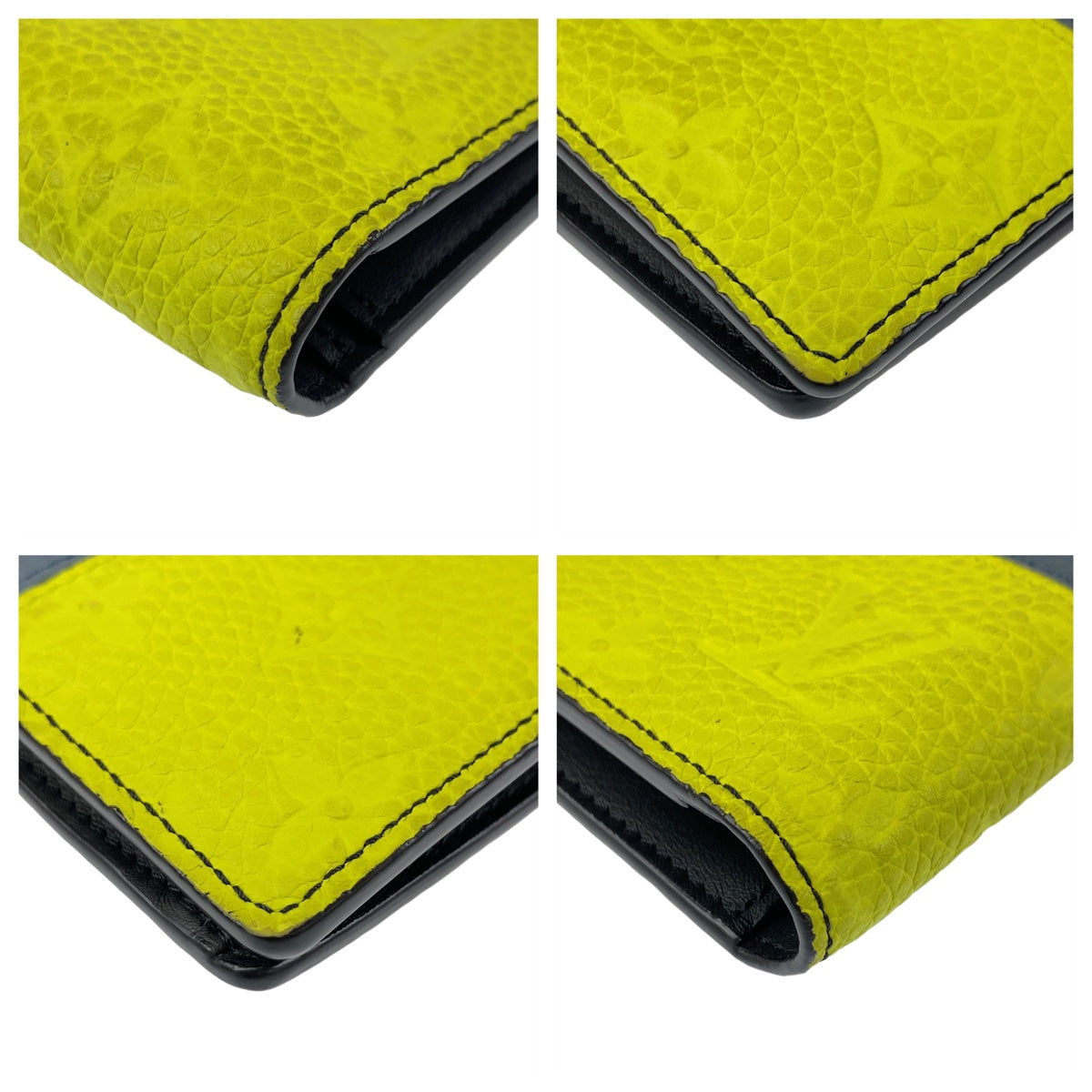 LOUIS VUITTON Long Wallet Purse M81440 leather Blue Yellow SilverMetal Long Wallet Purse Taurillon Clemence Portefeuille Braza mens Used Authentic