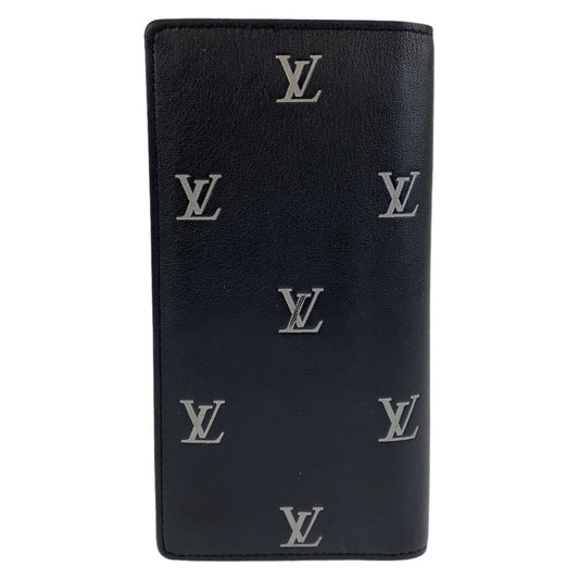 LOUIS VUITTON Long Wallet Purse M83190 leather Black SilverMetal Long Wallet Purse Brazon Portefeuille Braza mens Used Authentic
