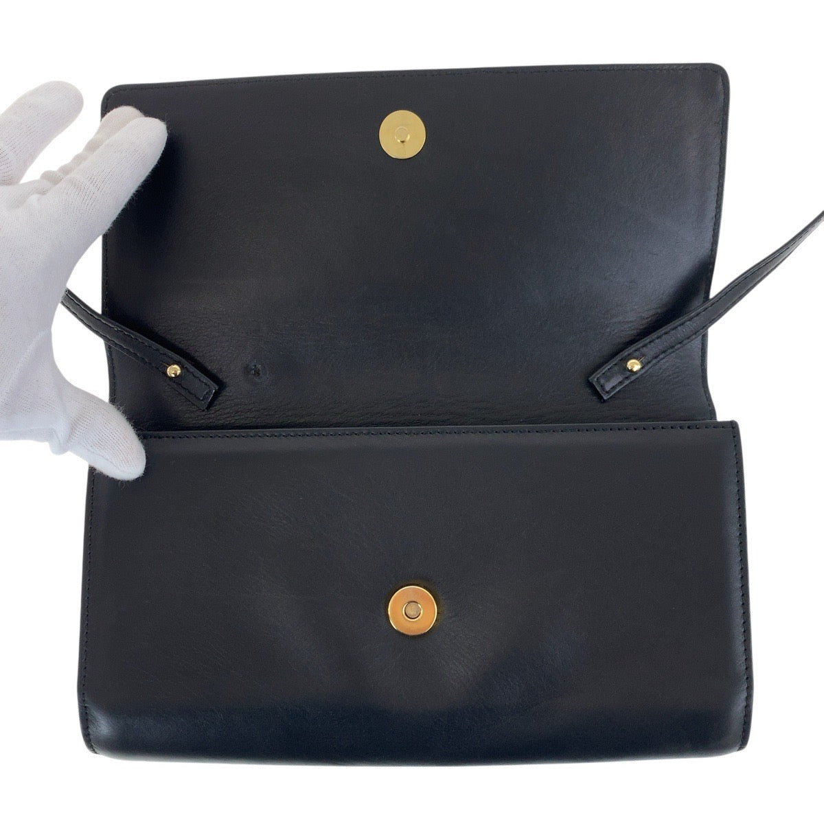CELINE Shoulder Bag leather black Shoulder Bag Clutch bag 2way Women Used Authentic