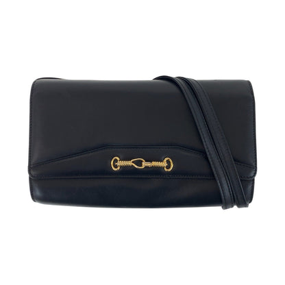 CELINE Shoulder Bag leather black Shoulder Bag Clutch bag 2way Women Used Authentic