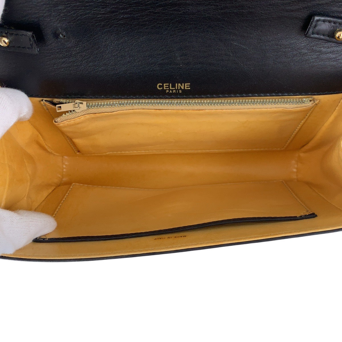 CELINE Shoulder Bag leather black Shoulder Bag Clutch bag 2way Women Used Authentic