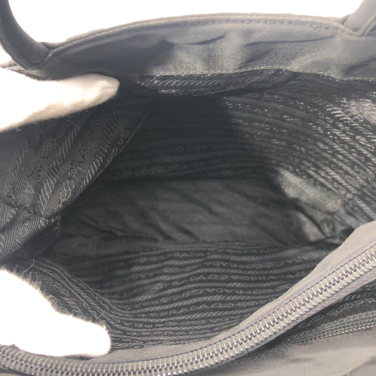 PRADA Tote Bag Nylon Black black Tote Bag handbag Test Triangular logo Women Used Authentic