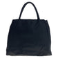 PRADA Tote Bag Nylon Black SilverMetal Tote Bag handbag Test Triangle With logo Women Used Authentic