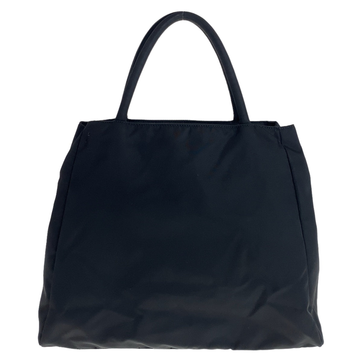 PRADA Tote Bag Nylon Black SilverMetal Tote Bag handbag Test Triangle With logo Women Used Authentic