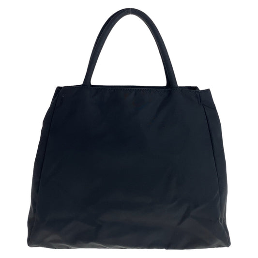 PRADA Tote Bag Nylon Black SilverMetal Tote Bag handbag Test Triangle With logo Women Used Authentic
