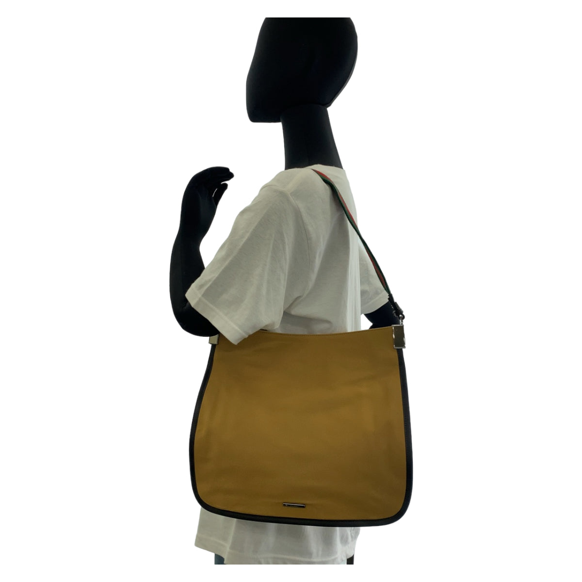GUCCI Shoulder Bag 001 4321 2684 canvas Beige SilverMetal Sherry line Women Used Authentic