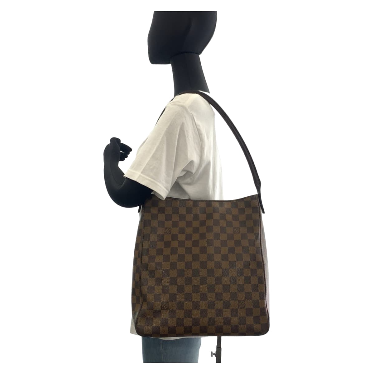 LOUIS VUITTON Shoulder Bag N51144 PVC, Leather Brown Gold Metal Damier LoopingGM Women Used Authentic