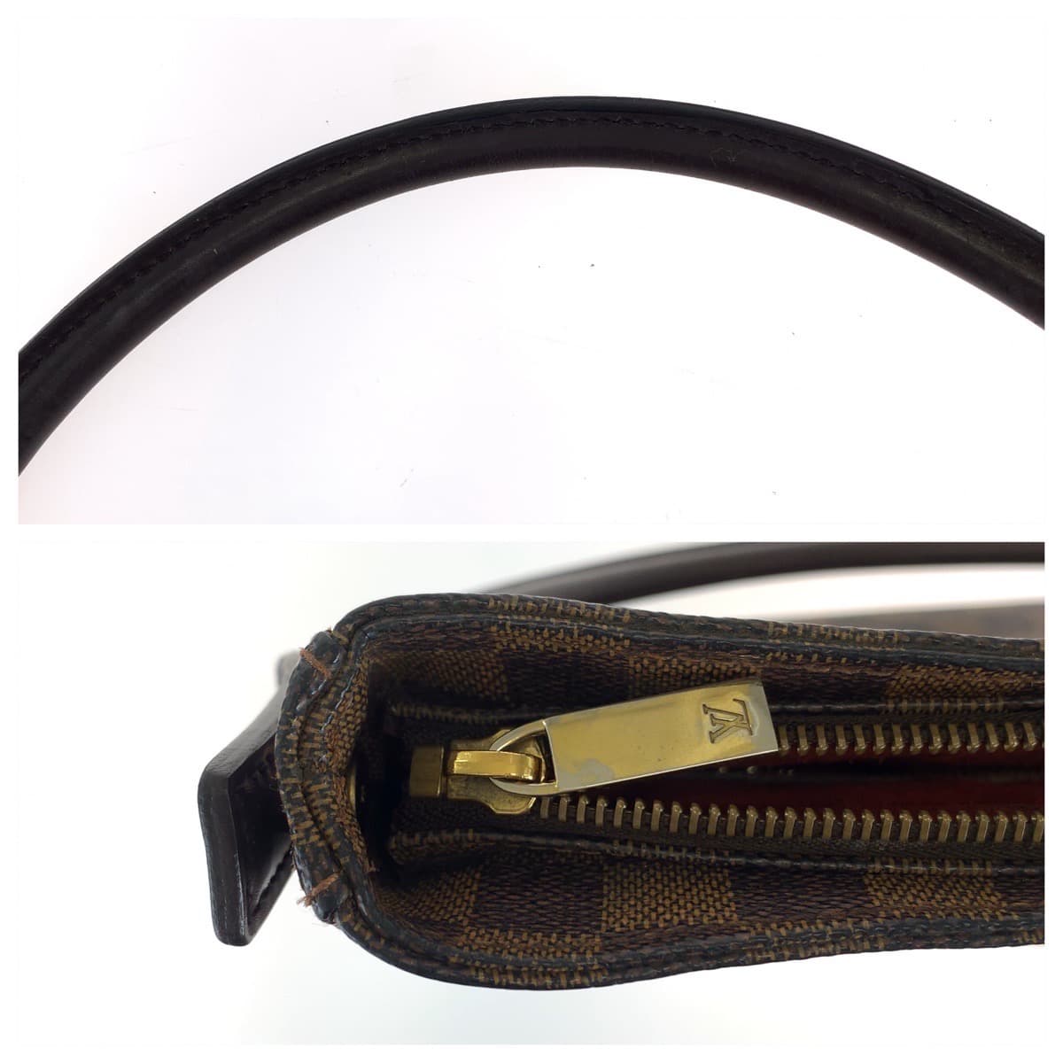 LOUIS VUITTON Shoulder Bag N51144 PVC, Leather Brown Gold Metal Damier LoopingGM Women Used Authentic
