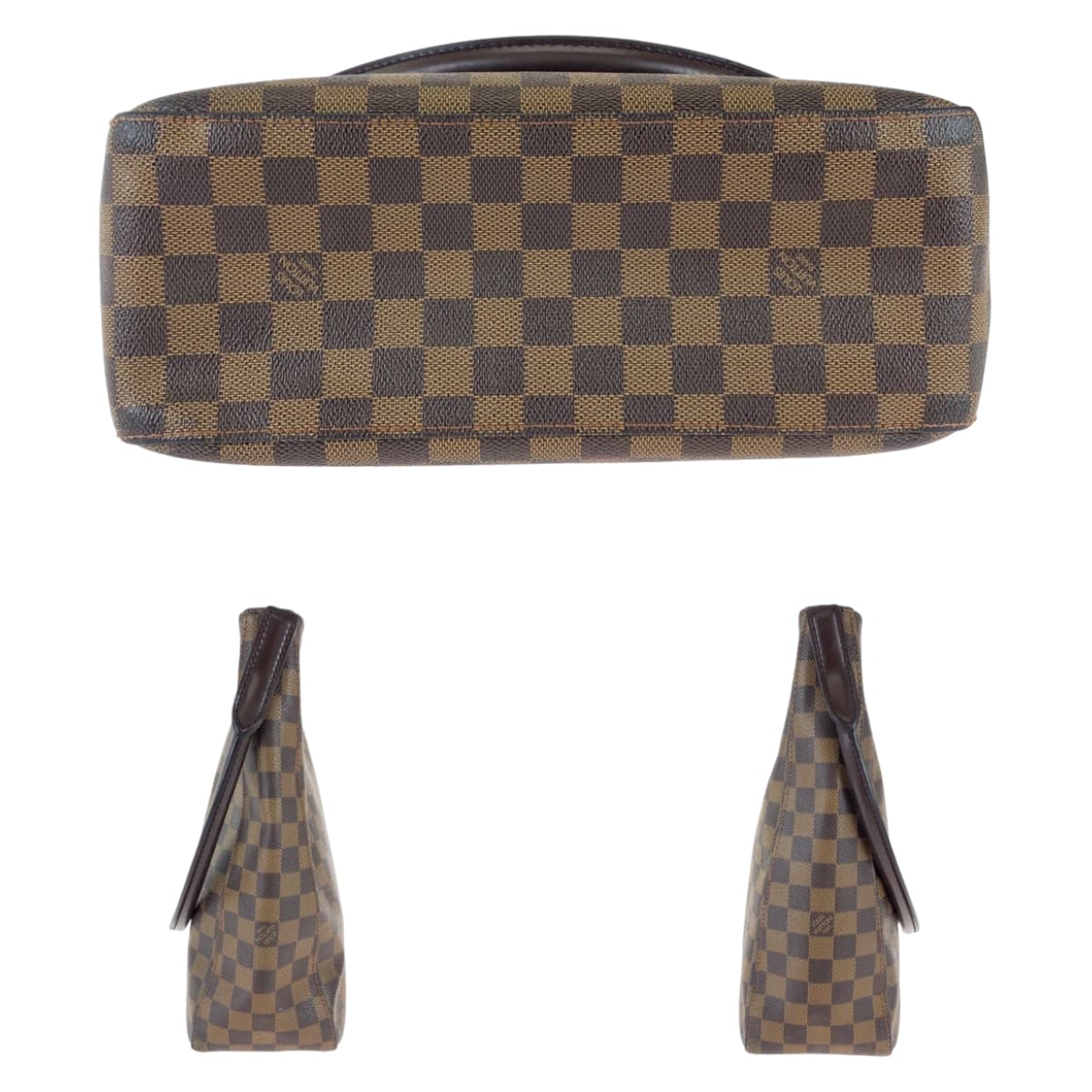 LOUIS VUITTON Shoulder Bag N51144 PVC, Leather Brown Gold Metal Damier LoopingGM Women Used Authentic