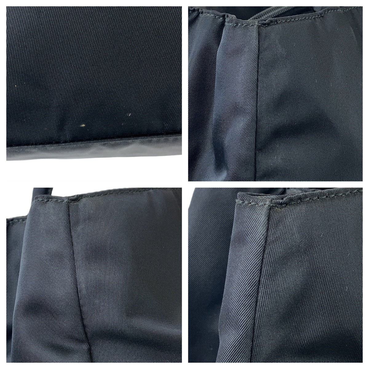 PRADA Tote Bag Nylon Black SilverMetal Tote Bag Shoulder Bag Test Triangle With logo Women Used Authentic