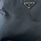 PRADA Tote Bag Nylon Black SilverMetal Tote Bag Shoulder Bag Test Triangle With logo Women Used Authentic